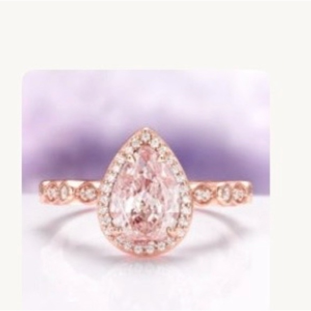 Elegant Pink Teardrop Ring